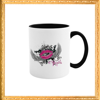 Kaffeetasse "Lippen" schwarz/weiß